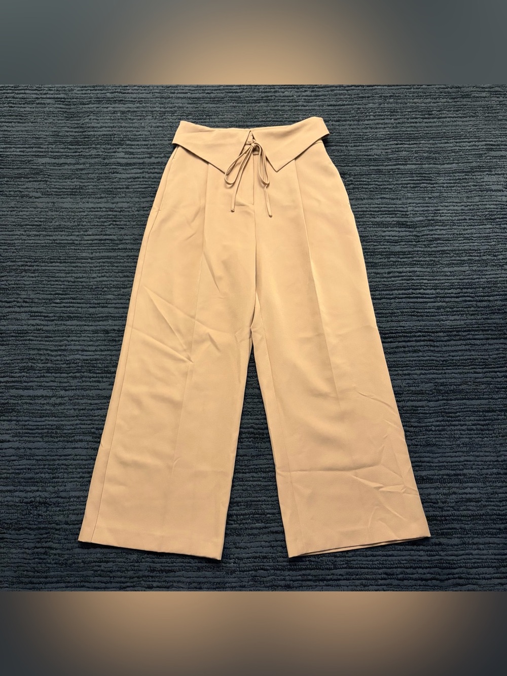 River Island London pleated high rise wide leg drawstring waist trouser